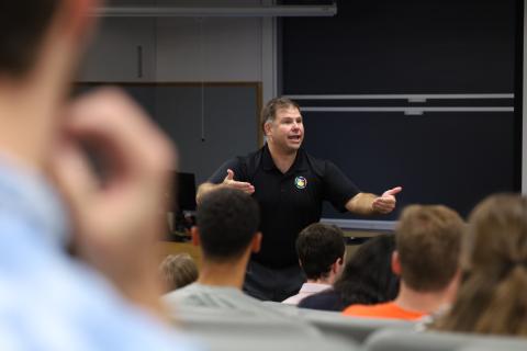 Image of Ted Caron speaking to a class