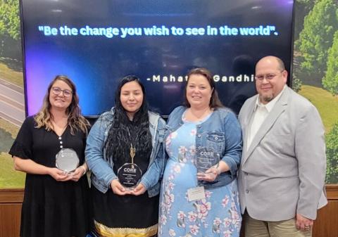 From left to right: Annie Schoenhard, ShyAnne Jumping Eagle, Tia Fontenot, David Fontenot