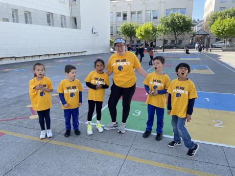 Jackie Curran with students at St. Paul's