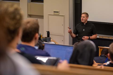 Fr. Nate in classroom