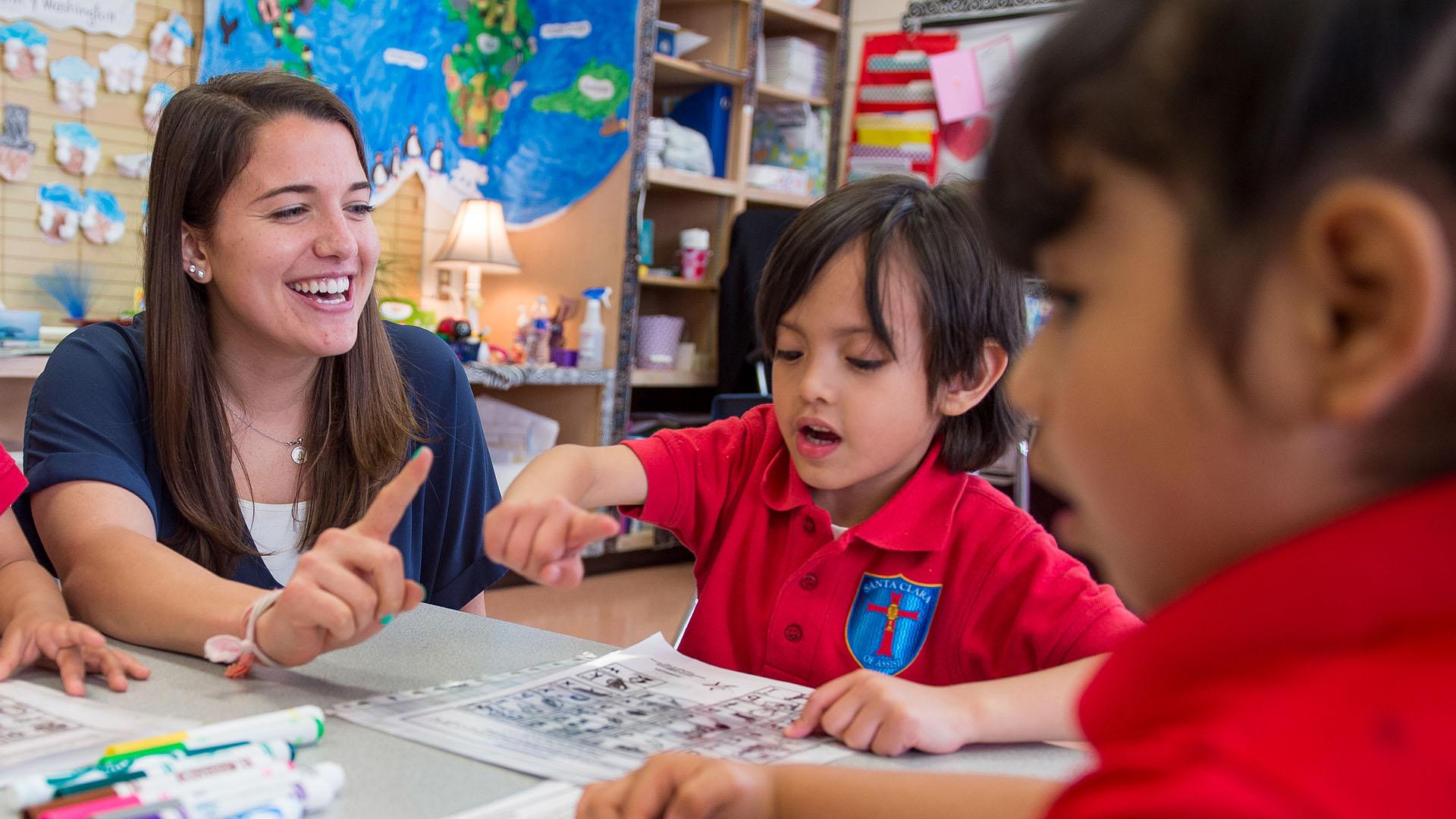 Teacher with students