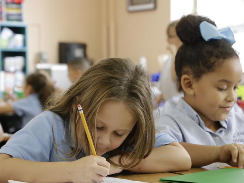 Students writing